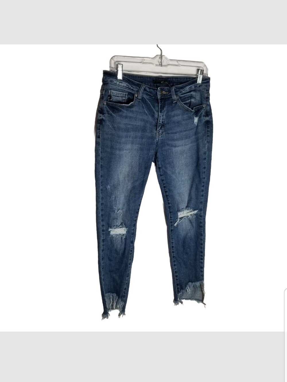 Kancan Jeans Women's Size 11/29 Ankle Frayed Distressed Blue Denim 30x27